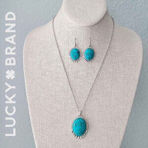 LUCKY BRAND ~ Faux Turquoise Necklace/Earrings Set ~ Southwestern Style NWOT